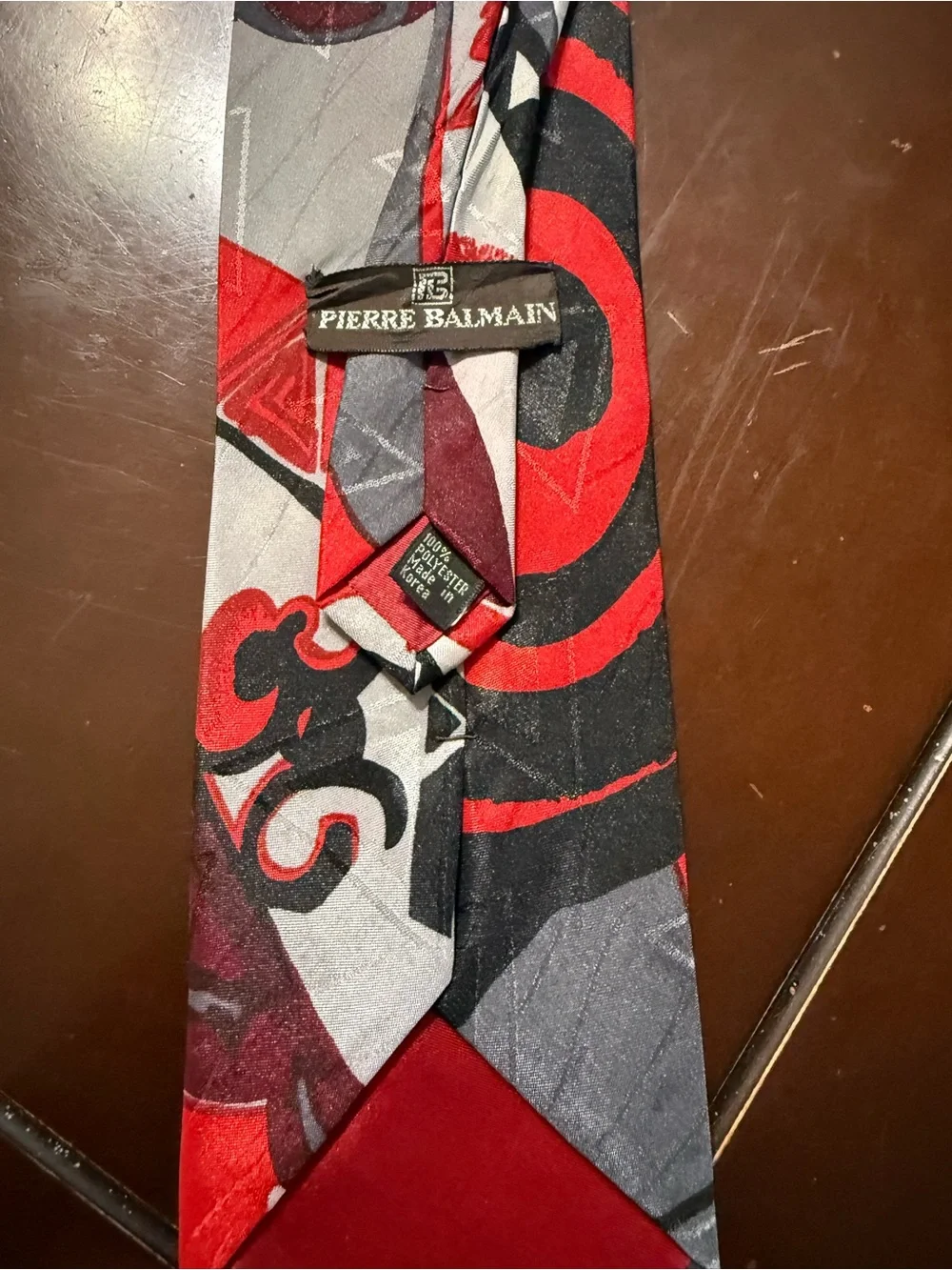 Pierre Balmain Red and Black Floral Abstract Men's Tie